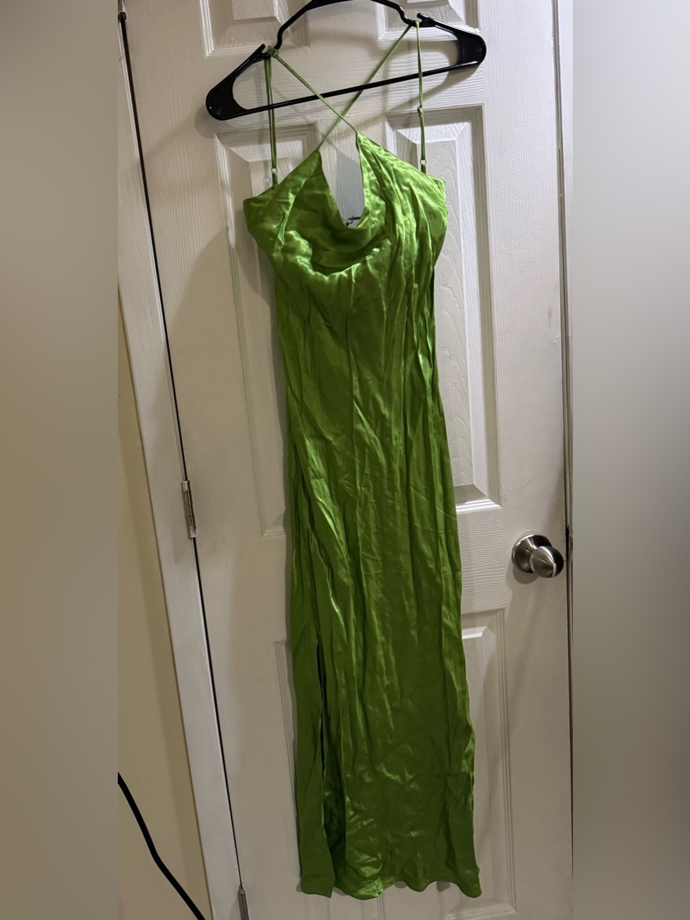 Topshop satin midi slip dress in apple green size 2 Nwt